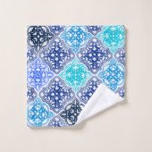 Blue Painted Moroccan Tegel Pattern Bad Handdoek (Wasdoekje)