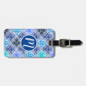 Blue Painted Moroccan Tegel Pattern Bagagelabel (Voorkant horizontaal)