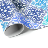 Blue Painted Moroccan Tegel Pattern Cadeaupapier (Rol Hoek)