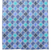 Blue Painted Moroccan Tegel Pattern Douchegordijn (Voorkant)