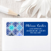 Blue Painted Moroccan Tegel Pattern Etiket (Insitu)