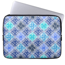 Blue Painted Moroccan Tegel Pattern Laptop Sleeve