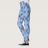 Blue Painted Moroccan Tegel Pattern Leggings (Links)