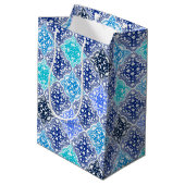 Blue Painted Moroccan Tegel Pattern Medium Cadeauzakje (Achterkant Gekanteld)
