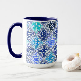Blue Painted Moroccan Tegel Pattern Mok