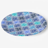 Blue Painted Moroccan Tegel Pattern Papieren Bordje (Gekanteld)