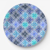 Blue Painted Moroccan Tegel Pattern Papieren Bordje (Voorkant)