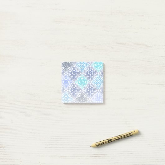 Blue Painted Moroccan Tegel Pattern Post-it® Notes (Op bureau)