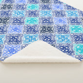 Blue Painted Moroccan Tegel Pattern Sherpa Deken (3/4)