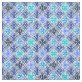 Blue Painted Moroccan Tegel Pattern Stof (Swatch)