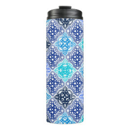 Blue Painted Moroccan Tegel Pattern Thermosbeker