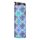 Blue Painted Moroccan Tegel Pattern Thermosbeker (Geroteerd rechts)