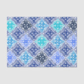 Blue Painted Moroccan Tegel Pattern Tissuepapier (Voorkant)