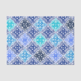 Blue Painted Moroccan Tegel Pattern Tissuepapier