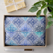 Blue Painted Moroccan Tegel Pattern Tissuepapier (Geschenk)