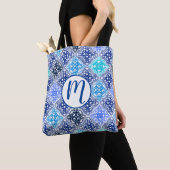 Blue Painted Moroccan Tegel Pattern Tote Bag (Dichtbij)