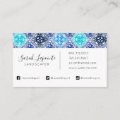 Blue Painted Moroccan Tegel Pattern Visitekaartje (Achterkant)