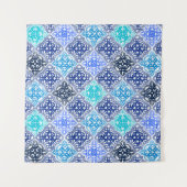 Blue Painted Moroccan Tegel Pattern Wandkleed (Voorkant (horizontaal))