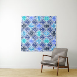 Blue Painted Moroccan Tegel Pattern Wandkleed