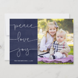 Blue Painted Peace Love Joy Foto Vakantie Kaart