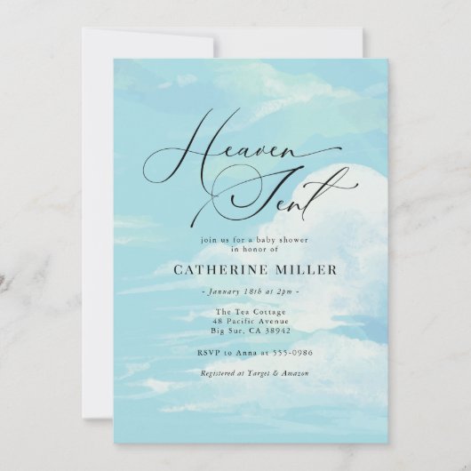 Blue Painted Sky Cloud Baby Shower Invitation Kaart (Voorkant)