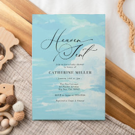 Blue Painted Sky Cloud Baby Shower Invitation Kaart