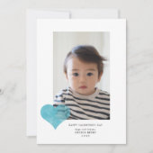 Blue Painterly Heart Modern Valentijnsdag Foto Feestdagenkaart (Voorkant)