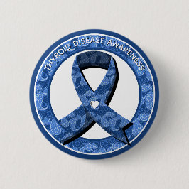 Blue Paisley Awareness Blue Ribbon Ronde Button 5,7 Cm