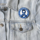 Blue Paisley Awareness Blue Ribbon Ronde Button 5,7 Cm (In situ)