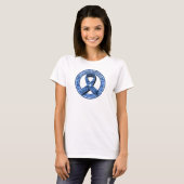 Blue Paisley Awareness Blue Ribbon White Heart T-shirt (Voorkant volledig)