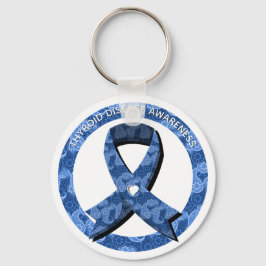 Blue Paisley Awareness Heart Sleutelhanger