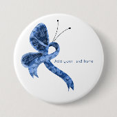 Blue Paisley Awareness Ribbon Butterfly Button (Voorkant)