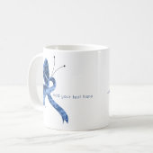 Blue Paisley Awareness Ribbon Butterfly Coffee Mok (Voorkant links)