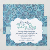 Blue Paisley Baby Boy Shower Uitnodiging (Voorkant / Achterkant)