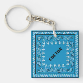 Blue Paisley Bandana gepersonaliseerd Sleutelhanger