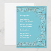 Blue Paisley Bandana Invitation Kaart (Voorkant / Achterkant)