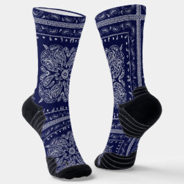 Blue Paisley Bandana Print Socks Sokken