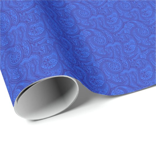 Blue Paisley Cadeaupapier (Rol Hoek)