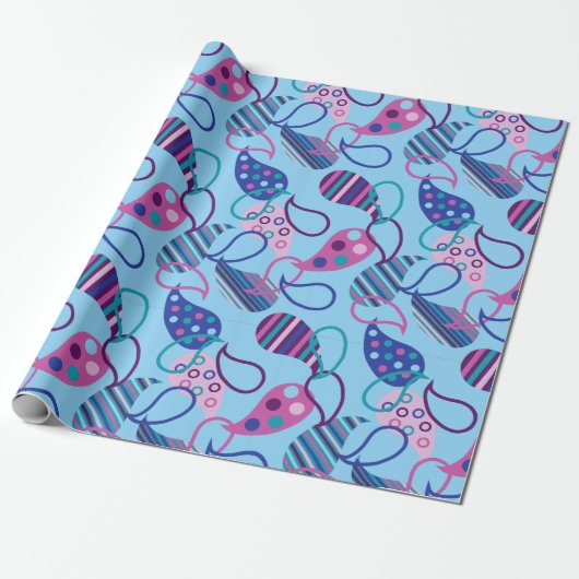 Blue Paisley Cadeaupapier (Uitgerold)
