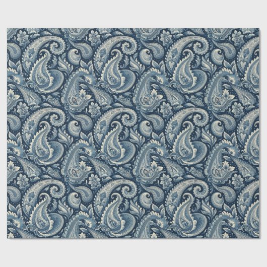 Blue Paisley Cadeaupapier (Vlak)