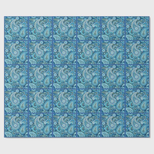 Blue Paisley Cadeaupapier (Vlak)