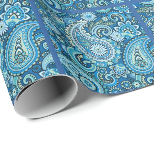 Blue Paisley Cadeaupapier (Rol Hoek)