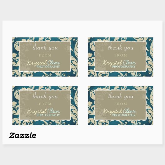 Blue Paisley Client Dank u Stickers (Vel)