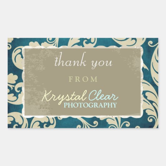 Blue Paisley Client Dank u Stickers (Voorkant)