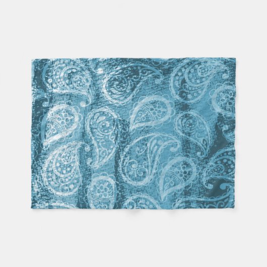 Blue Paisley Fleece Blanket Deken (Voorkant (Horizontaal))