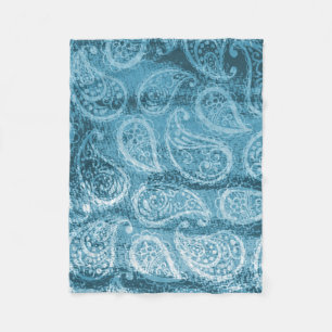Blue Paisley Fleece Blanket Deken