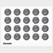 Blue Paisley Floral  Ronde Sticker (Vel)