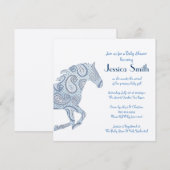 Blue Paisley Horse Baby shower Kaart (Voorkant / Achterkant)