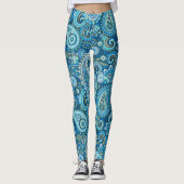 Blue Paisley Leggings (Voorkant)