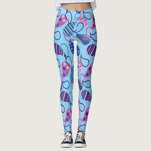 Blue Paisley Leggings (Voorkant)